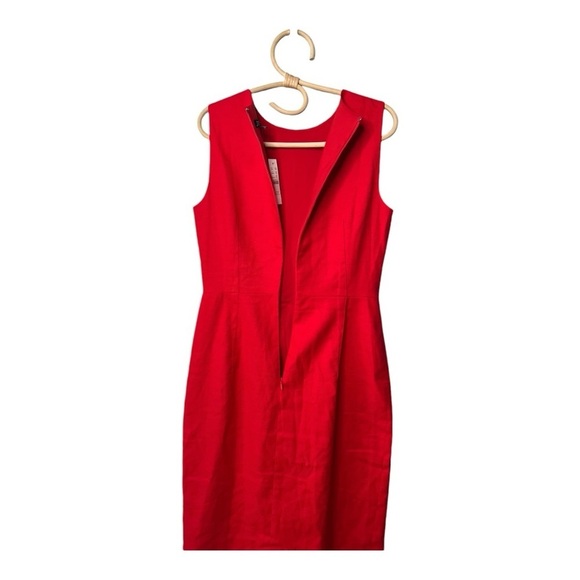 J. Crew Palermo Vintage Red High-neck sheath dress stretch linen Size 6Tall NEW - Picture 5 of 15